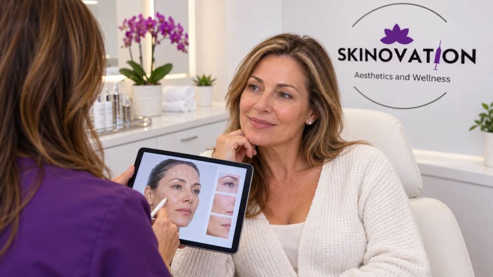 Anti-aging facial consultation with Rana at Skinovation Aesthetics Katy TX