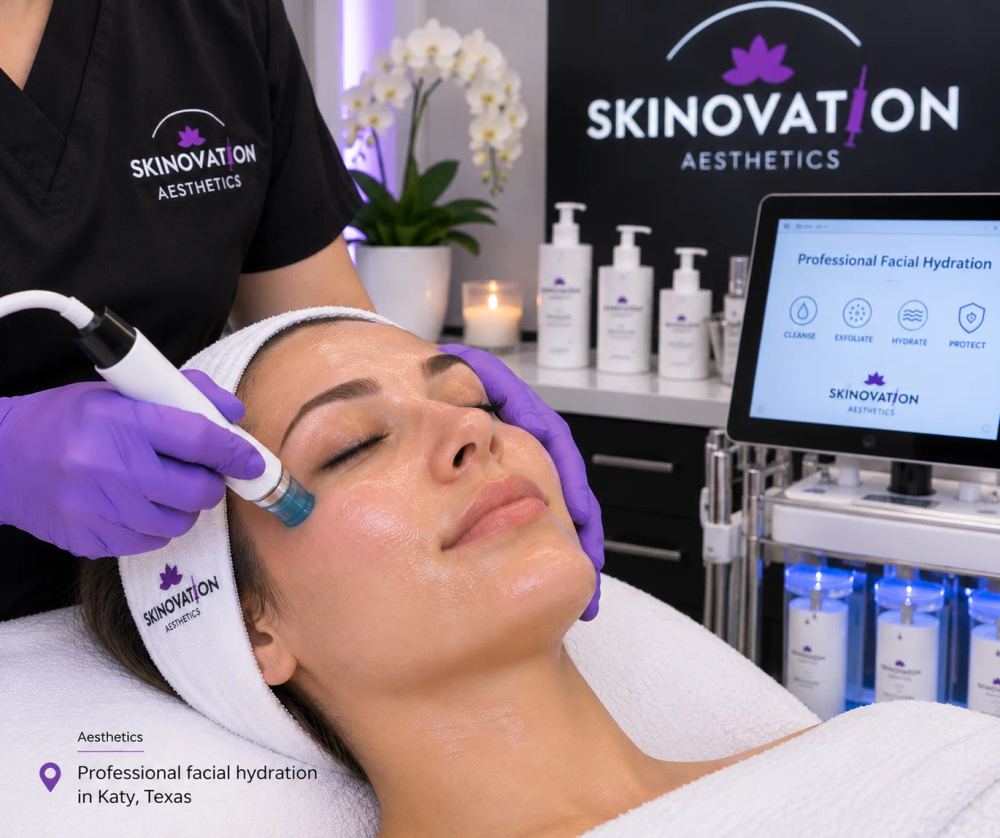 Hydrating facial treatment at Skinovation Aesthetics in Katy TX