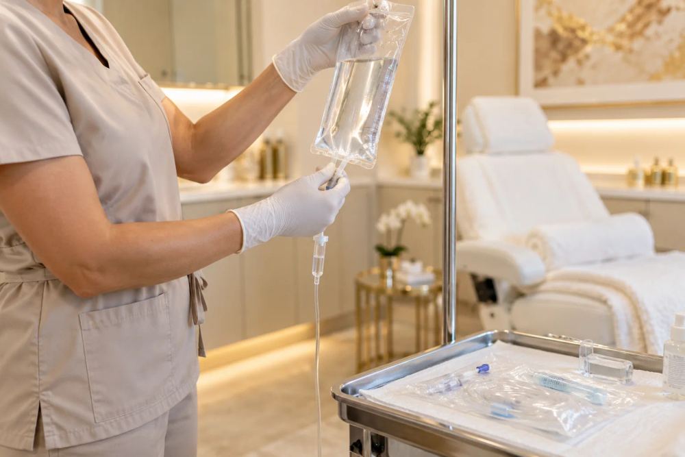 Wellness IV therapy preparation at Skinovation Aesthetics