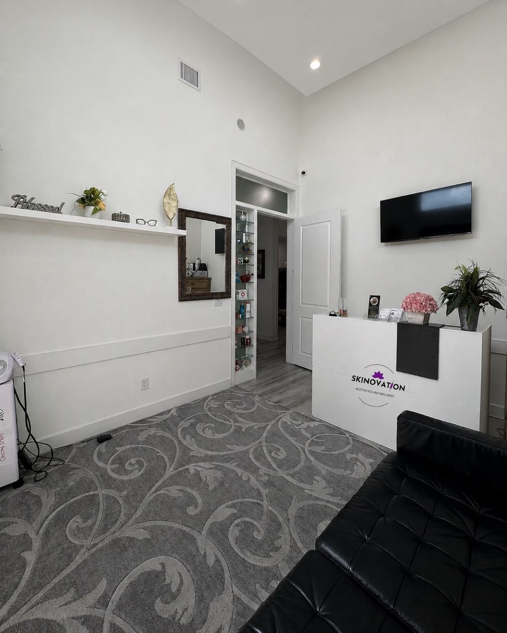 Reception area at Skinovation Aesthetics medical aesthetics clinic in Katy, TX