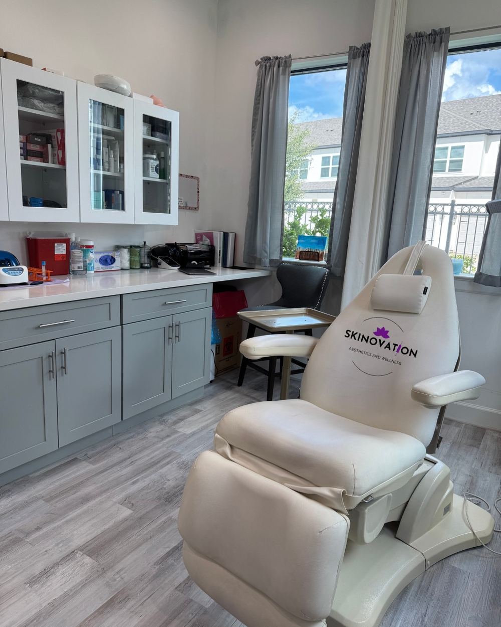 Modern medical aesthetics treatment room at Skinovation Aesthetics in Katy, TX