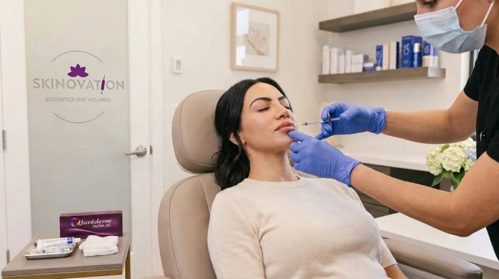 Lip filler consultation at Skinovation Aesthetics in Katy TX
