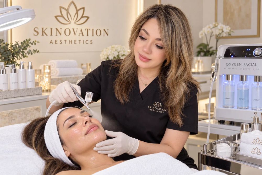 Oxygen facial treatment at Skinovation Aesthetics in Katy TX