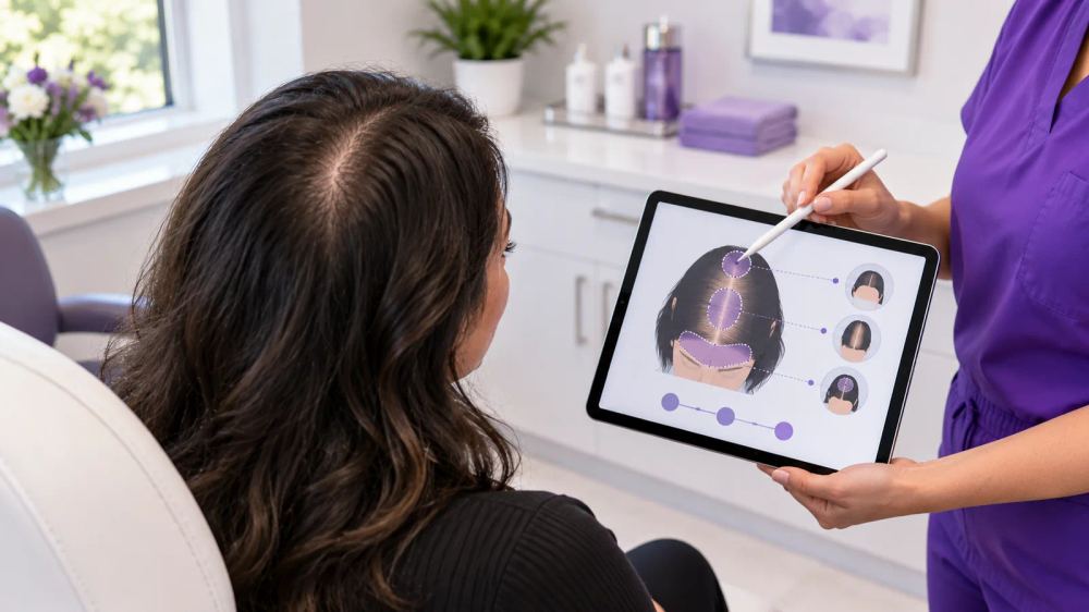 PRP hair restoration treatment planning at Skinovation Aesthetics Katy TX